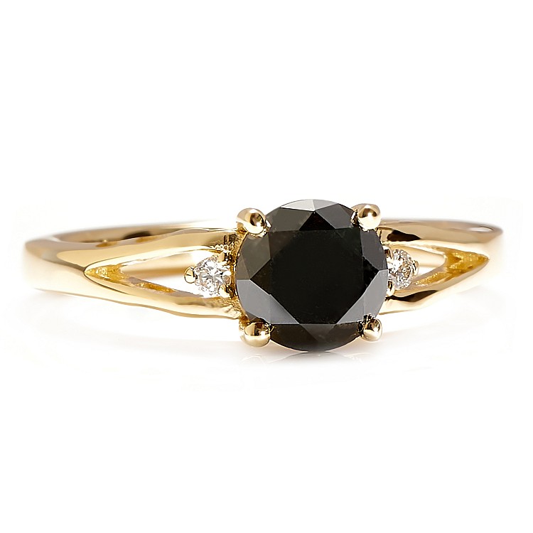 Inel de logodna din Aur 18k sau Platina cu Diamant Negru si Diamante Incolore - model i71843