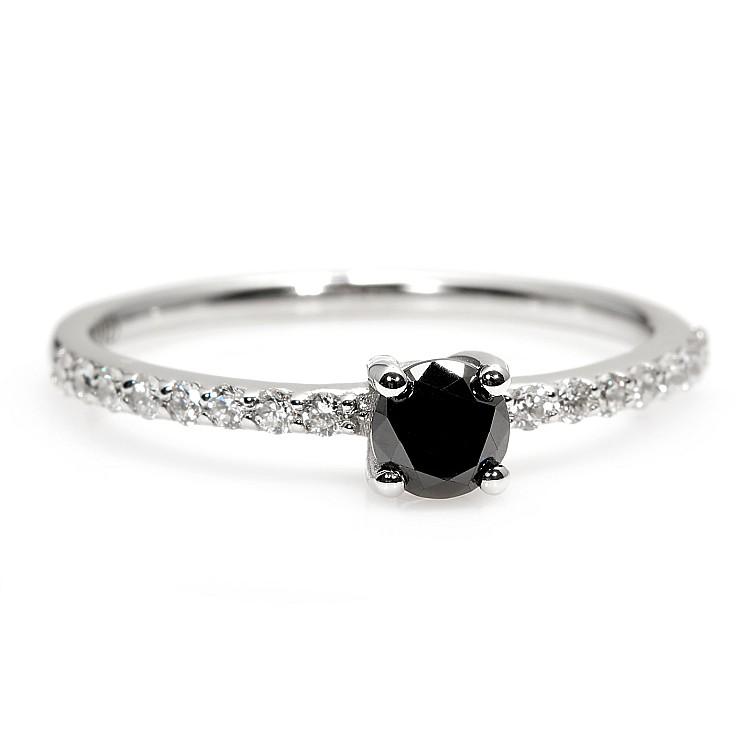 Inel de logodna din Aur 18k sau Platina cu Diamant Negru si Diamante - model i1221908