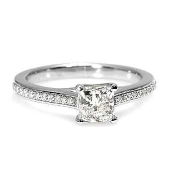 Inel de logodna din Aur Alb 18k cu Diamant Princess 0.50ct Certificat GIA i122604DipDi