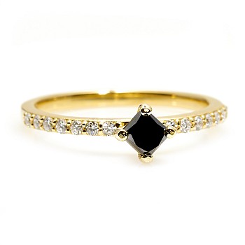 Inel de logodna din Aur cu Diamant Negru si Diamante i1227907DnpDi