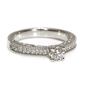 Inel de logodna din Aur 18k sau Platina cu Diamant Central Certificat GIA 0.30ct sau 0.40ct si Diamante secundare - model i122868