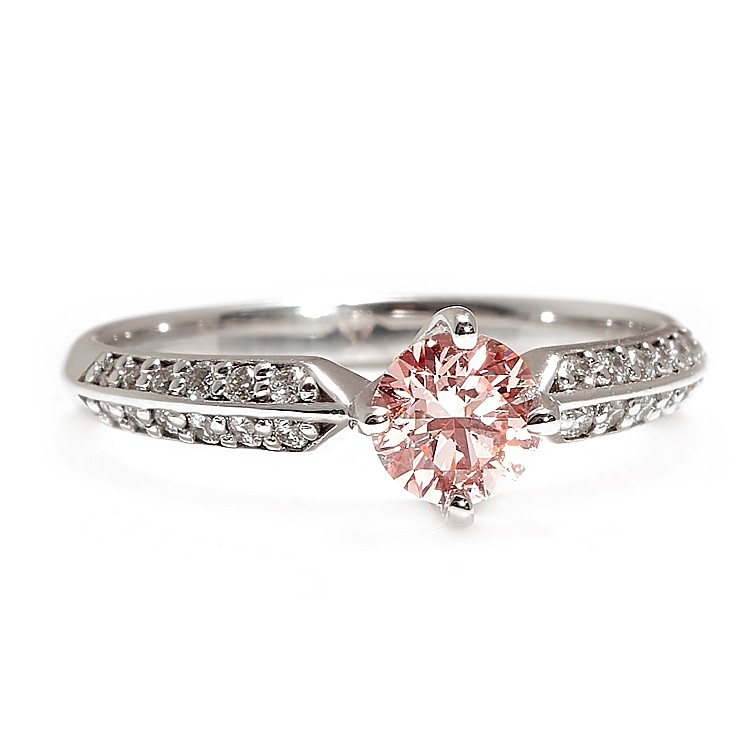 Inel de Logodnă Side-Stone din Aur Alb 18K cu Diamant Central Roz Lab Grown Certificat IGI - model i4659