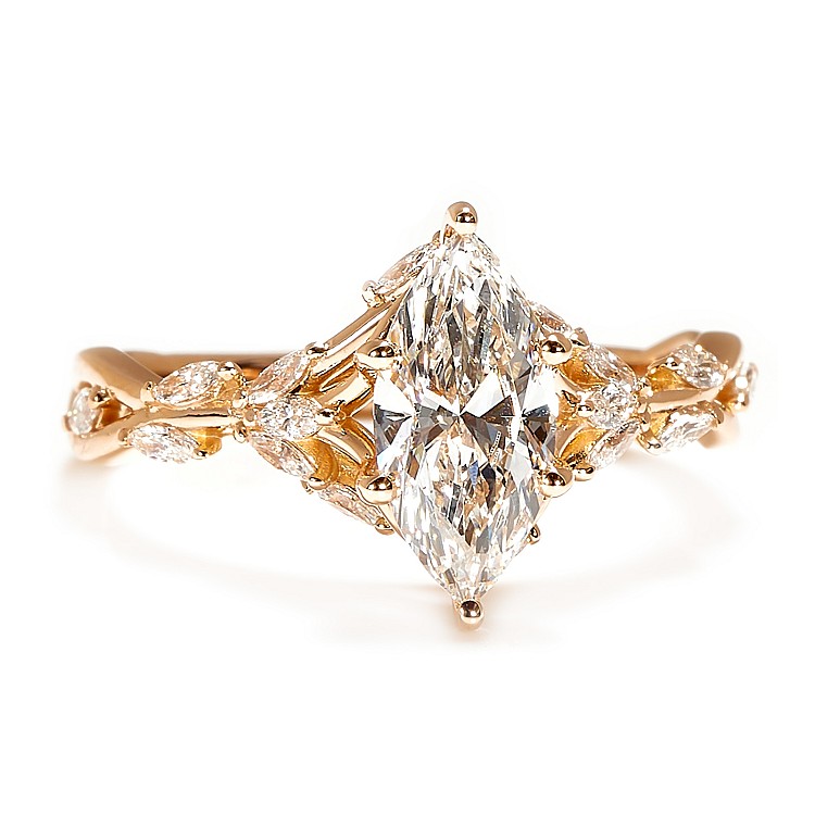 Inel de logodna din Aur 18k sau Platina cu Diamant Marquise Incolor Certificat GIA 1.00ct - model i4752