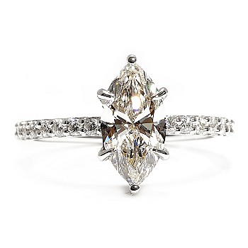 Inel de Logodna din Aur 18k sau Platina cu Diamant Marquise Certificat GIA 1.00ct - model IRIS