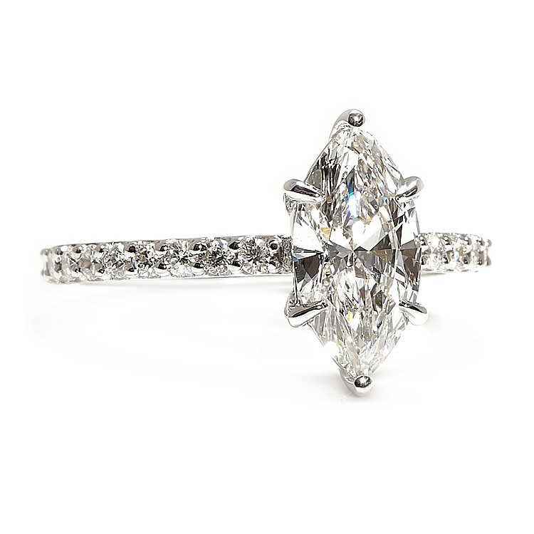 Inel de Logodna din Aur 18k sau Platina cu Diamant Marquise Certificat GIA 1.00ct - model IRIS