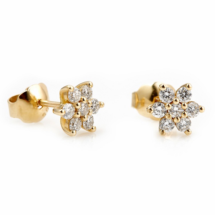 Cercei Fulg de Nea din Aur Galben 18k cu Diamante - model c652