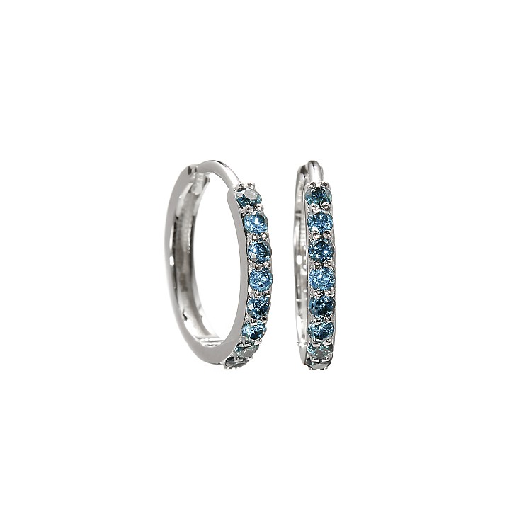 Cercei Rotunzi Mici din Aur cu Diamante Albastre - model c1951