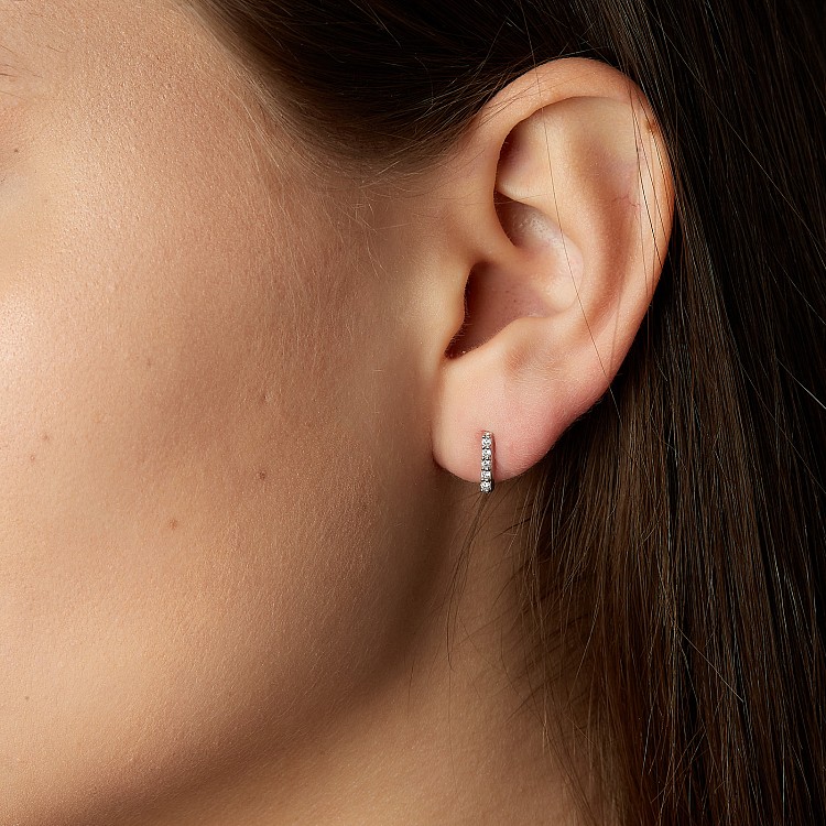 Cercei Bara din Aur Alb 14k cu Diamante Incolore - model c1975