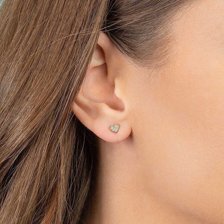 Cercei Inima din Aur sau Platina cu Diamante - model c1957