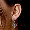Cercei Tear Drop din Aur cu Diamante Albastre si Incolore - model c2760