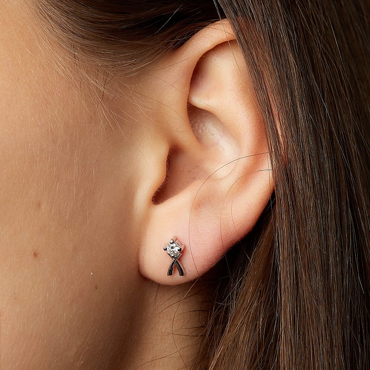 Cercei Stud Mici din Aur Galben 14k cu Diamante - model c2767