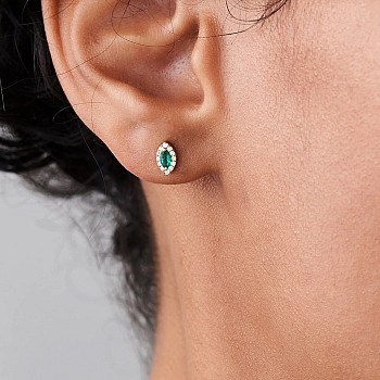 Cercei Anturaj din Aur cu Smaralde Marquise si Diamante - model c3152