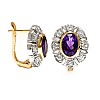 Cercei Vintage cu tortite Latch Back din Aur Bicolor cu Ametiste si Diamante - model c4772
