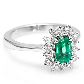 Inel de Logodna din Aur 18k sau Platina cu Smarald Emerald si Diamante - model i055