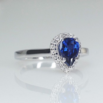 Inel de logodna din Aur 18k sau Platina cu Safir Para si Diamante - model i122060