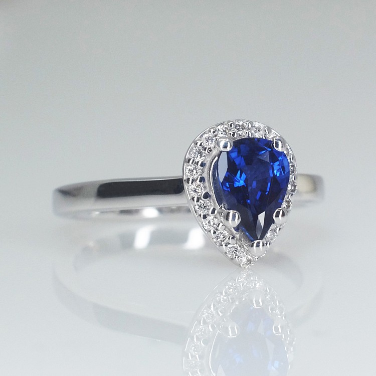 Inel de logodna din Aur 18k sau Platina cu Safir Para si Diamante - model i122060