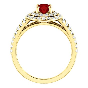 Inel de logodna din Aur 18k sau Platina cu Rubin si Diamante - model 122101