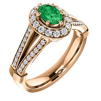 Inel de logodna din Aur 18k sau Platina cu Smarald si Diamante - model i122311