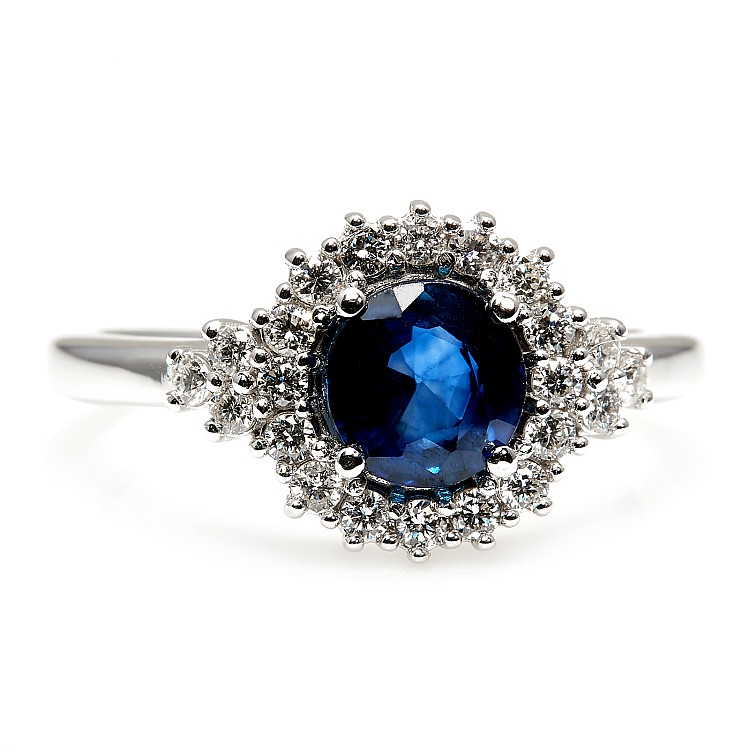 Inel de logodna din Aur 18k sau Platina cu Safir si Diamante - model i122650