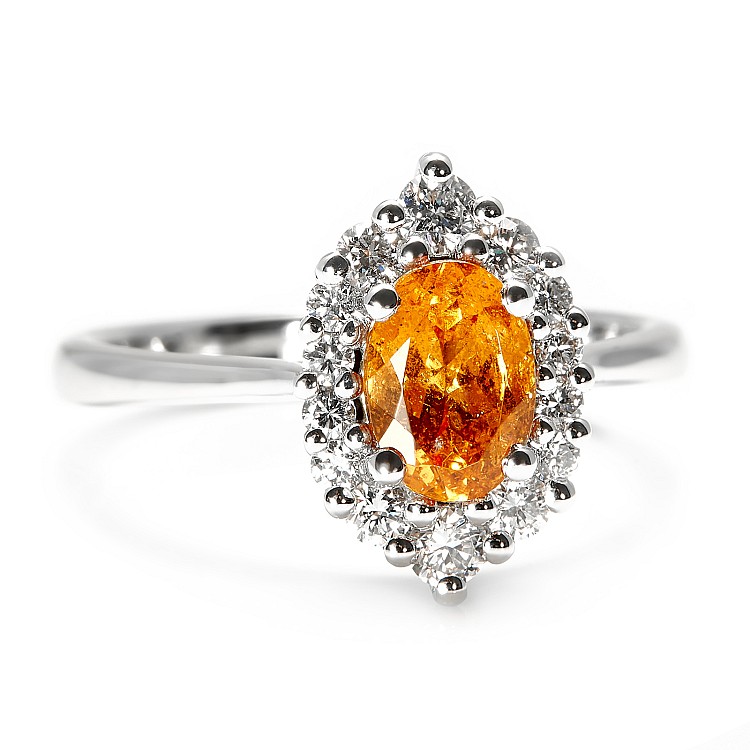 Inel din Aur cu Granat si Diamante - model i1497