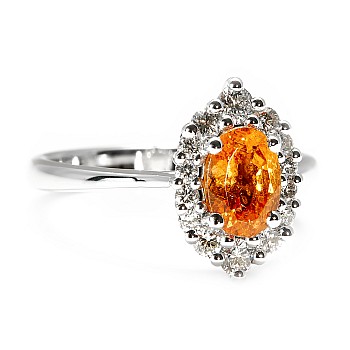 Inel din Aur cu Granat si Diamante - model i1497