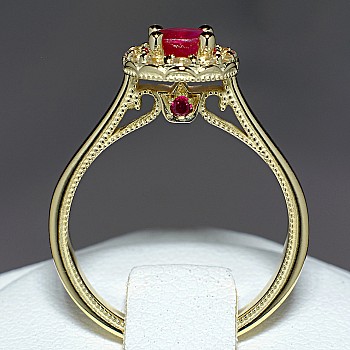 Inel de logodna din Aur 18k sau Platina cu Rubin si Diamante - model i524