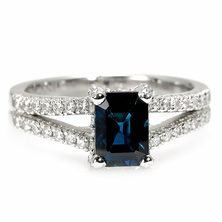 Inel din Aur 18k sau Platina cu Safir Emerald si Diamante - model i1859