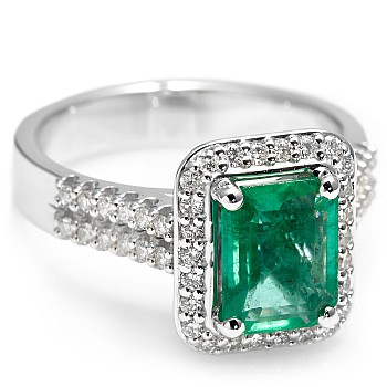 Inel de Logodna din Aur 18k sau Platina cu Smarald Emerald si Diamante - model i1902