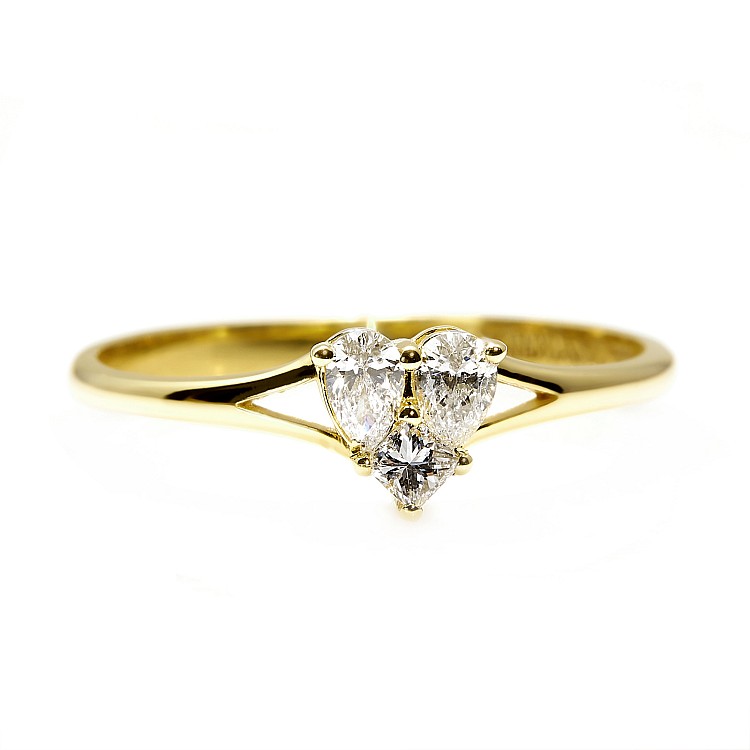 Inel Inimă din Aur cu Diamante Pară și Pătrat - model i3644