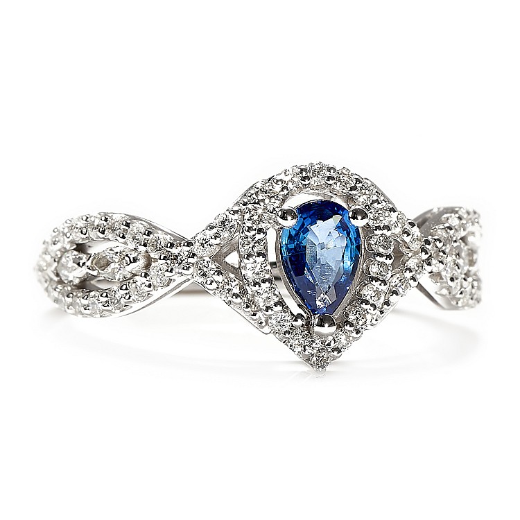 Inel Cadou din Aur 18k sau Platina cu Safir Para 6x4 mm si Diamante incolore - model i4691