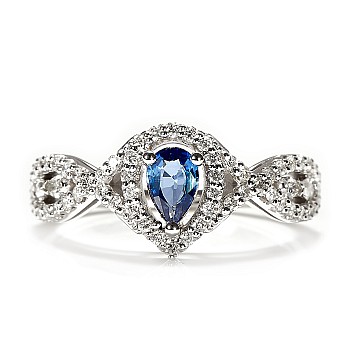 Inel Cadou din Aur 18k sau Platina cu Safir Para 6x4 mm si Diamante incolore - model i4691