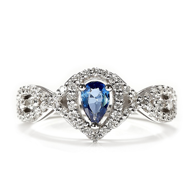 Inel Cadou din Aur 18k sau Platina cu Safir Para 6x4 mm si Diamante incolore - model i4691