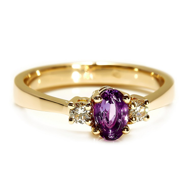 Inel Cadou din Aur cu Ametist si Diamante - model i015