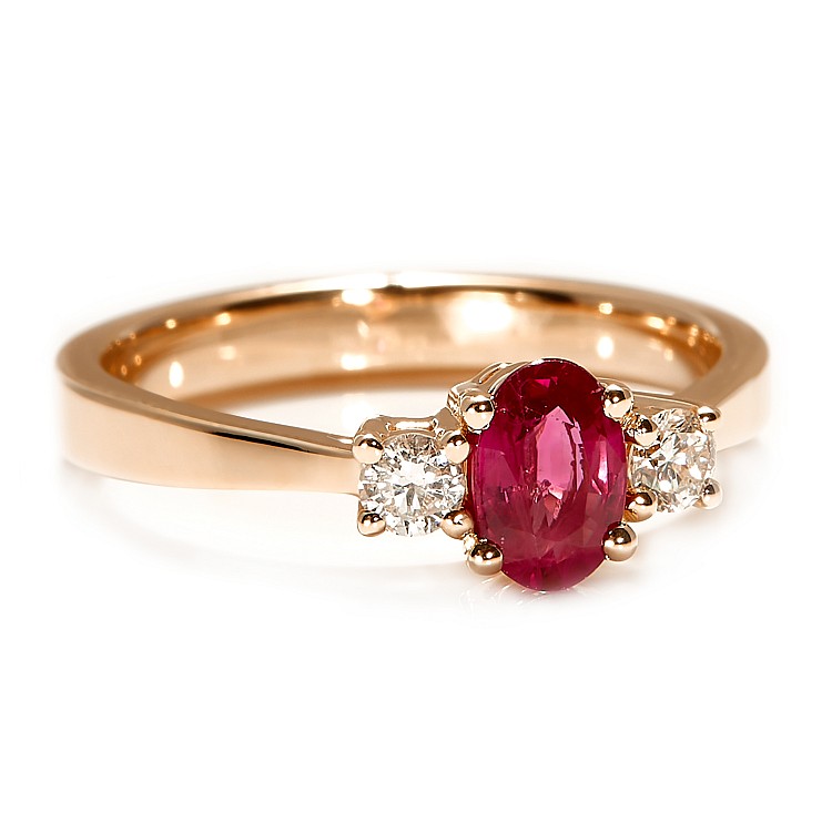 Inel de Logodna din Aur 18k sau Platina cu Rubin si Diamante - model i015