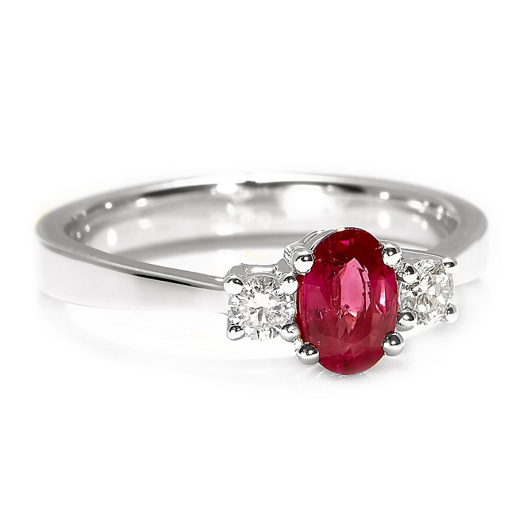 Inel de Logodna din Aur 18k sau Platina cu Rubin si Diamante - model i015