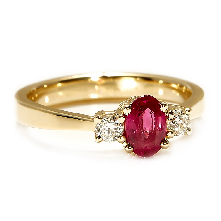Inel de Logodna din Aur 18k sau Platina cu Rubin si Diamante - model i015