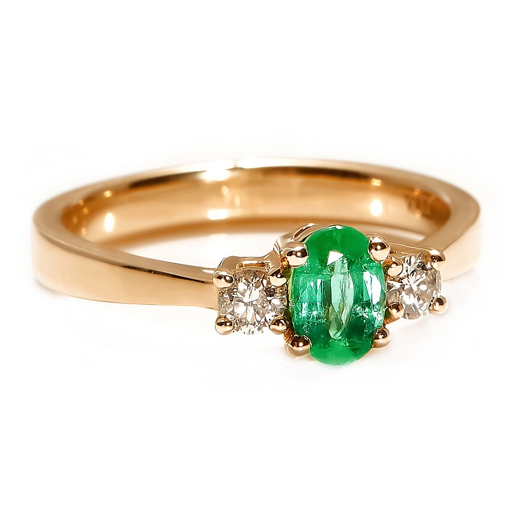 Inel de Logodna din Aur 18k sau Platina cu Smarald si Diamante - model i015