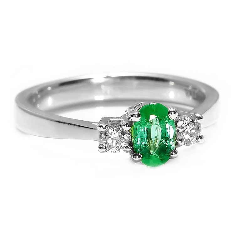 Inel de Logodna din Aur 18k sau Platina cu Smarald si Diamante - model i015