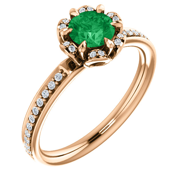 Inel din Aur cu Smarald si Diamante - model 121997