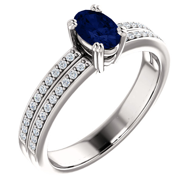 Inel de logodna din Aur 18k sau Platina cu Safir si Diamante - model i122376