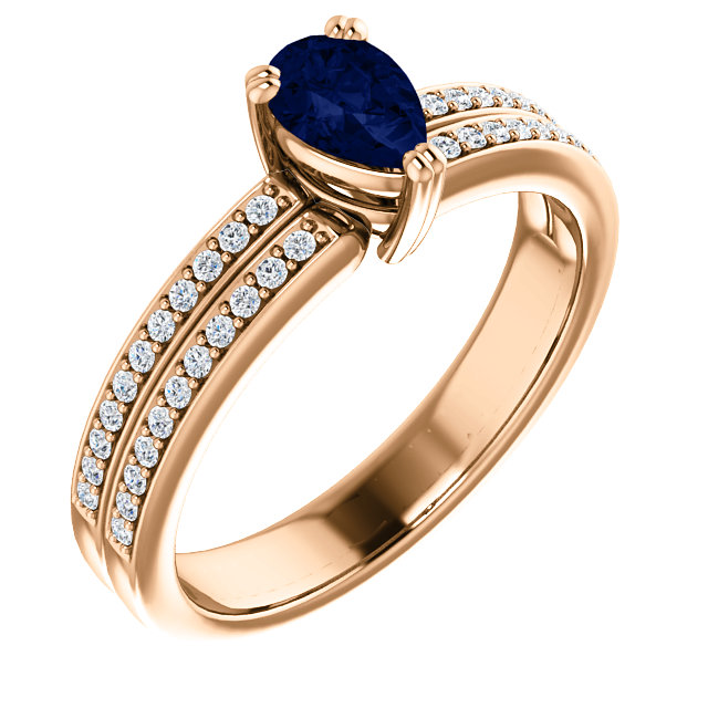 Inel de logodna din Aur 18k sau Platina cu Safir si Diamante - model i122376