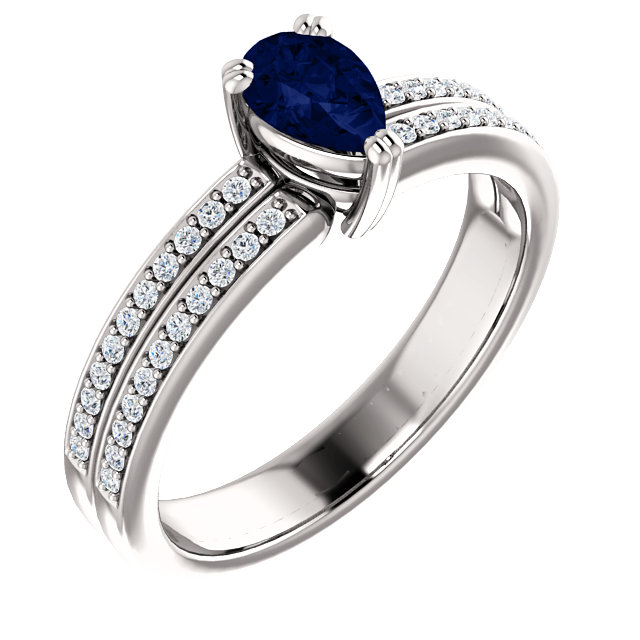 Inel de logodna din Aur 18k sau Platina cu Safir si Diamante - model i122376