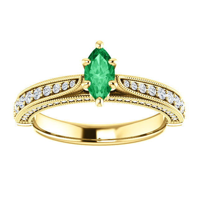 Inel de logodna din Aur 18k sau Platina cu Smarald si Diamante - model 122474