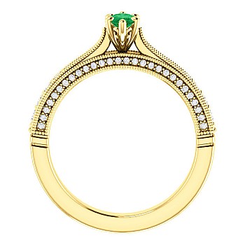 Inel de logodna din Aur 18k sau Platina cu Smarald si Diamante - model 122474