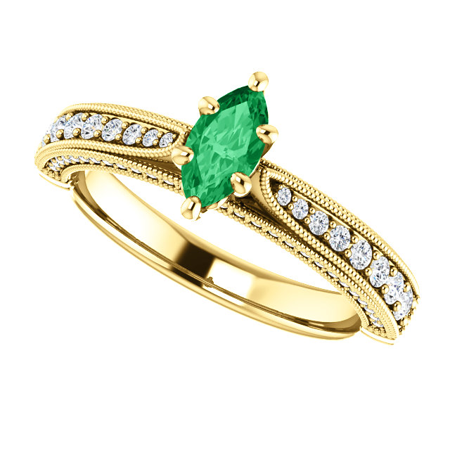 Inel de logodna din Aur 18k sau Platina cu Smarald si Diamante - model 122474