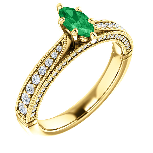 Inel de logodna din Aur 18k sau Platina cu Smarald si Diamante - model 122474