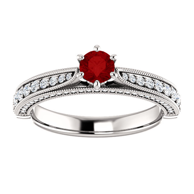 Inel de logodna din Aur 18k sau Platina cu Rubin si Diamante - model 122474