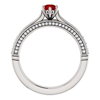 Inel de logodna din Aur 18k sau Platina cu Rubin si Diamante - model 122474