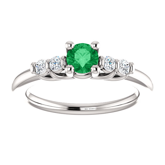 Inel de Logodna din Aur 18k sau Platina cu Smarald si Diamante - model i122543