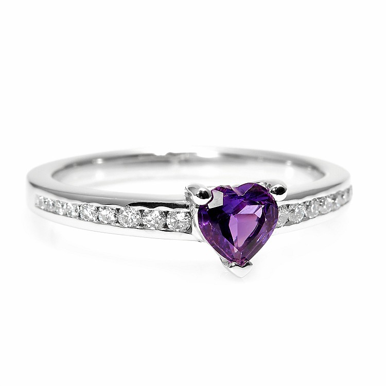 Inel cadou din Aur sau Platina cu Ametist si Diamante - model i122866